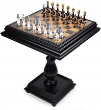 1A Games Italian Chess Table + Italian Chess Pieces Brass/Beech Wood Gold/Silver
