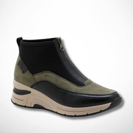 Zielone trzewiki damskie sneakersy na koturnie Rieker N9362-54