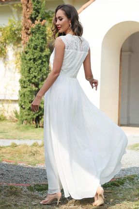 DRESSTELLS Elegancka Suknia z Koronką Kwiatową Biała XL - zdjęcie 2