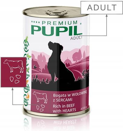 Pupil Karma Mokra Dla Psa Premium Bogata W Wołowinę Z Sercami 10x415g - zdjęcie 3