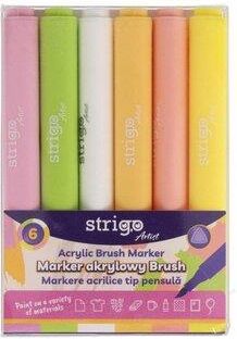 Marker akrylowy z końcówką Brush 6kol STRIGO 1776679834