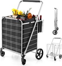 FANASK Wózek na zakupy, składany, ze zdejmowaną torbą Oxford i 2 koszami, srebrny, wózek ręczny na kółkach, srebrny, obciążenie 150 kg, wózek uniwersa