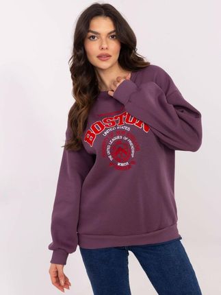 Bluza Boston dresowa z naszywkami, fioletowy - zdjęcie 3