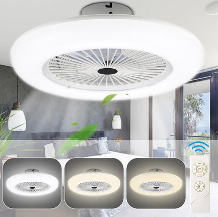 Jopassy wentylator sufitowy 80w zdalnie sterowany timer ściemnialny LED do salonu okrągły (RL-HG6728-1-BDYGT)