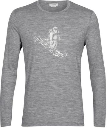 Icebreaker Koszulka męska merino M Tech Lite II LS Tee Skiing Yeti Gritstone Heather