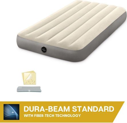 Intex Deluxe - Materac Dmuchany Pojedynczy Z Zestawem Naprawczym I Pompką Ręczną 191X99X25Cm Pvc Beżowy - zdjęcie 2