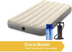 Intex Deluxe - Materac Dmuchany Pojedynczy Z Zestawem Naprawczym I Pompką Ręczną 191X99X25Cm Pvc Beżowy