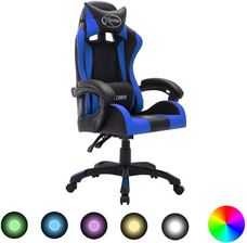 DKD Home Decor Fotel gamingowy z oświetleniem LED RGB w kolorze niebieskim i czarną sztuczną skórą 459287996