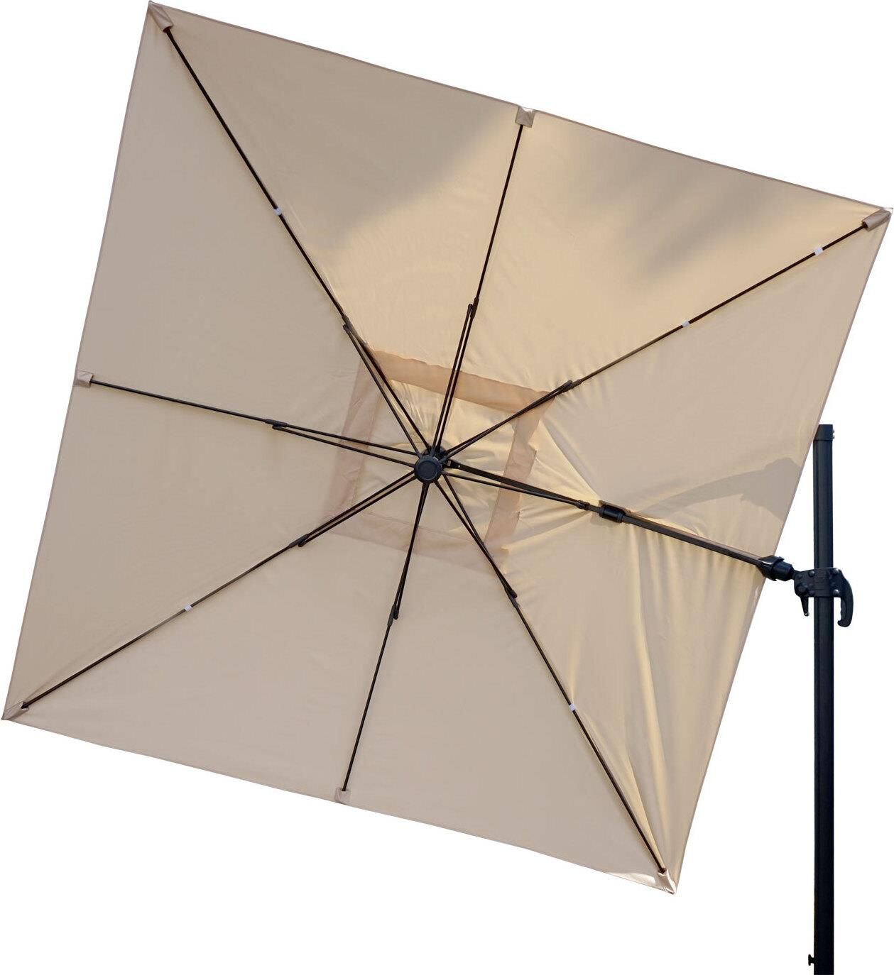 Mendler Ombrellone parasole decentrato HWC-A96 3x3m rosso girevole con base