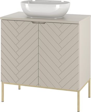 Megstyl ASPEN-08 Szafka z Umywalką i Blatem 2D 80cm Kaszmir Zestaw-2 Złoty Stelaż