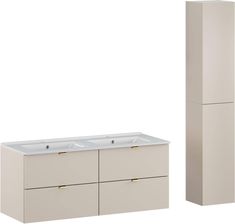 Comad Zestaw Szafka z Umywalką Meblową 120 cm i Słupek Wysoki Dalia Cashmere