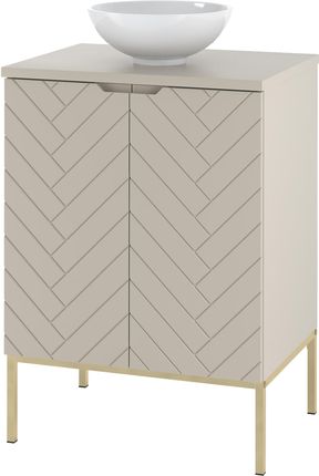 Megstyl ASPEN-09 Szafka z Umywalką i Blatem 2D 60cm Kaszmir Zestaw-2 Złoty Stelaż