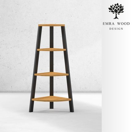 Emra Wood Design Regał Na Książki Metalowe Drewno Lite Dąb Jesion Olcha (Rnk129)