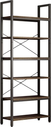 Rebiko Regał Półka Industrialny Stojący 6 Półek Drabinka Na Książki Jasny Brąz