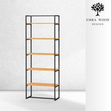 Emra Wood Design Regał Na Książki Metalowe Drewno Lite Dąb Jesion Olcha (Rnk135)