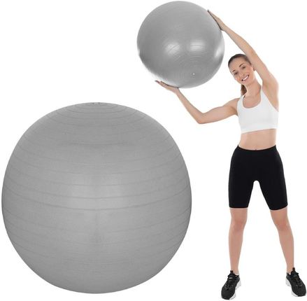 PIŁKA DO ĆWICZEŃ FITNESS 75CM ANTIBURST SZARA XQMAX - zdjęcie 5
