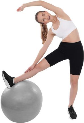 PIŁKA DO ĆWICZEŃ FITNESS 75CM ANTIBURST SZARA XQMAX - zdjęcie 4