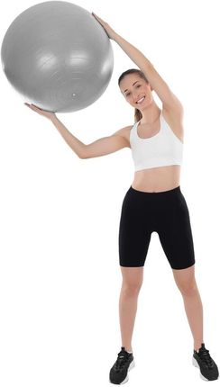 PIŁKA DO ĆWICZEŃ FITNESS 75CM ANTIBURST SZARA XQMAX - zdjęcie 3