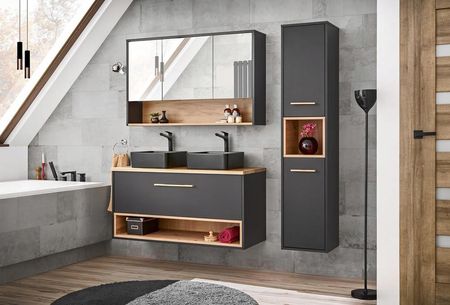 Dmk Szafka pod Umywalkę 80 cm Szary/Dąb Artisan Łazienkowa Nowoczesna (BORCOS821FSC) - zdjęcie 3