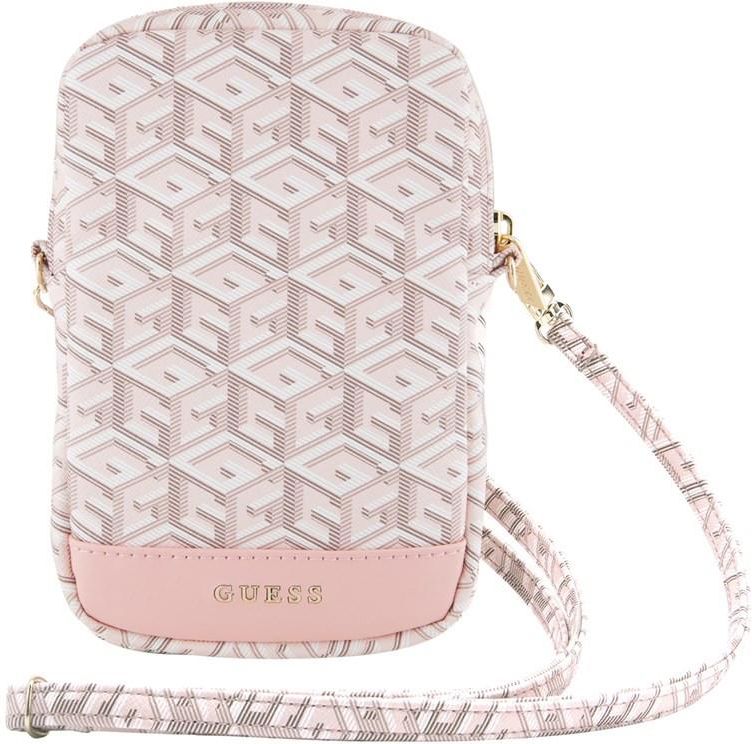 GUESS G Cube PU Wallet Phone Bag – Brown Stripe Design, PU Leather | Compact Crossbody Or Waist Bag
