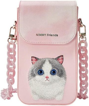 NIMMY Big Eyed Pet 2.0 Cat 3w1 Różowy 3w1 Torebka na telefon + Portfel + Etui na lokalizator  - zdjęcie 5