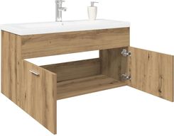 vidaXL Szafka Pod Umywalkę Z Wbudowaną Umywalką Dąb Artisan (3328910)
