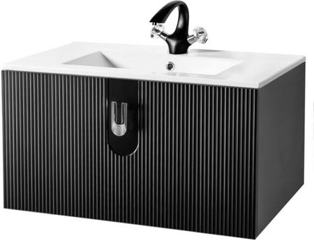 Sanitti Szafka łazienkowa pod umywalkę Stripes 80 czarna uchwyt srebrny (SSC-80X-SR)