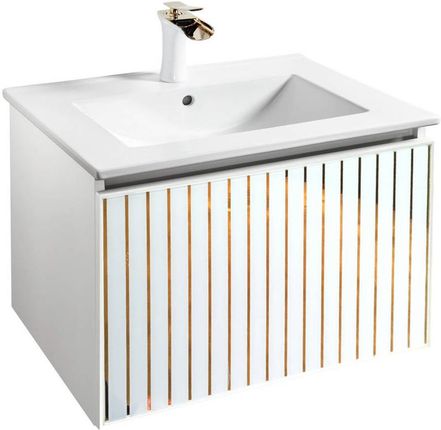 Sanitti Szafka pod umywalkę biało złota Fence 60 front szklany (ESB-60X-ZL)