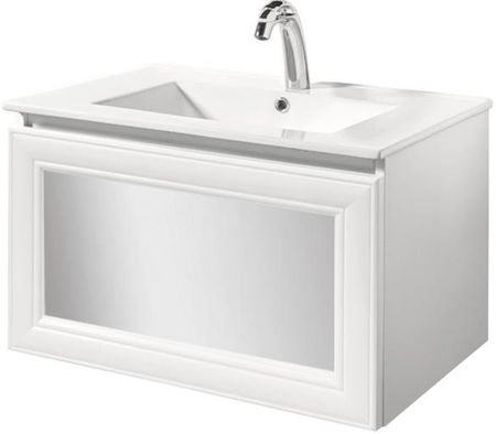 Sanitti Szafka z umywalką 70 cm Beta biała wisząca z frontem lustrzanym (BSB-70+UMYWALKA 70)