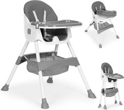 Zdjęcie Ecotoys Fotelik Krzesełko Do Karmienia Dzieci Tacka Kosz 5 Punktowe Pasy Szary - Dobczyce