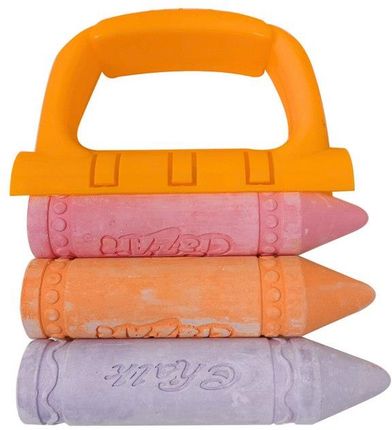 Lean Toys Zestaw Kred Z Uchwytem Gruba Kreda Chodnikowa Pomarańczowy 3Szt. - zdjęcie 3