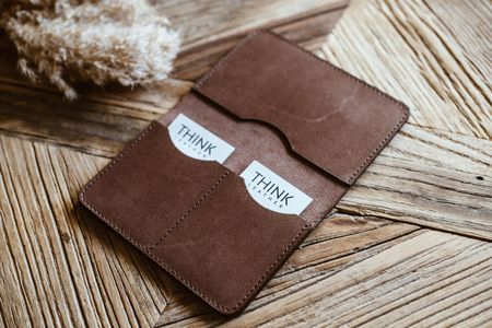 Ciemny Brąz Handmade Portfel Paszportowy Skóra - zdjęcie 3