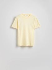 Reserved - T-shirt regular z merceryzowanej bawełny - kremowy - zdjęcie 1