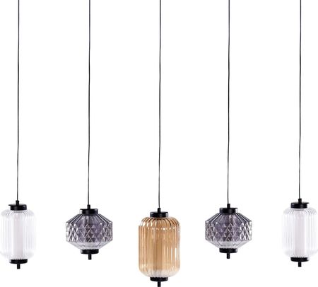 Beliani Lampa Wisząca Wielokolorowe Pół-Przezroczyste Szklane Klosze Metalowa 5-Punktowe Oświetlenie Do Mieszkania Salon