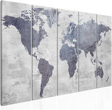 Artgeist Obraz na Płótnie - Betonowa Mapa Świata (5 Części) Wąska 225x90 cm Maps k-C-0087-b-m (A1-N7341-DKX)