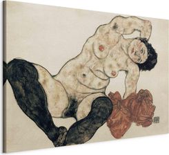 Wall-Dekor Włoski obraz na płótnie - Leżący akt z żółtym ręcznikiem (Egon Schiele) 120x80 cm Reprodukcje l-F-12696-b-a (A1-L-F-12696-B-A_120X80_HK)