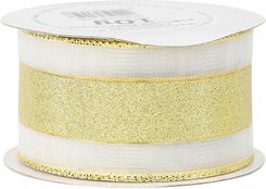 Zdjęcie Pogotowie Florystyczne Wstążka Taśma Brokatowa W Paski Szyfonowe 38Mmx9Mb Złota Srebrna Do Wyboru 1779137560 - Połaniec