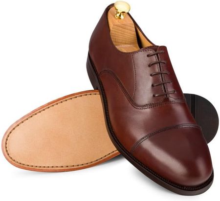 Ciemnobrązowe męskie skórzane buty OXFORDY szyte metodą blake