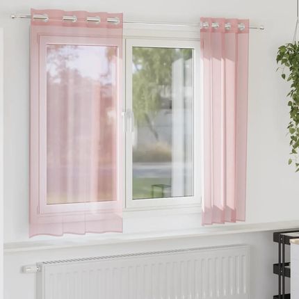 Vidaxl Zasłony Woalowe Z Przelotkami 2Szt. Różowe 140X175Cm (4102096)