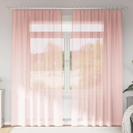 Vidaxl Zasłony Woalowe Z Pętelkami 2Szt. Różowe 140X225Cm (4102288)