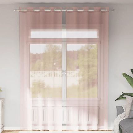 Vidaxl Zasłony Woalowe Z Przelotkami 2Szt. Różowe 140X260Cm (4102099)