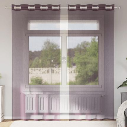 Vidaxl Zasłony Woalowe Z Przelotkami 2Szt. Fioletowe 140X225Cm (4102103)