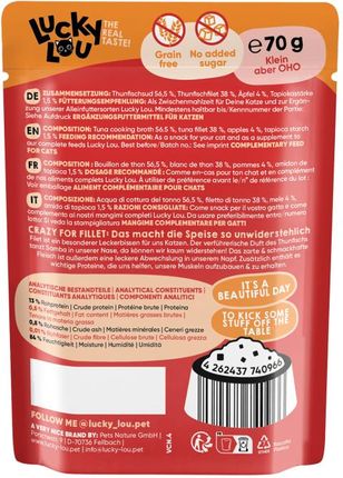 Lucky Lou Karma Dla Kota Bez Cukru I Zbóż W Bulionie Tuńczyk I Jabłko 70G - zdjęcie 6