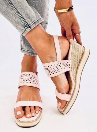 Sandałki espadryle na koturnie DEBEVE PINK 41 - zdjęcie 2