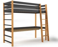 Zdjęcie Dolmar Łóżko Piętrowe Z Biurkiem Niko 80X190 Czarny Dąb Naturalny - Olsztyn