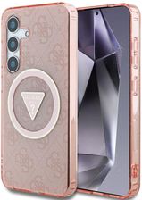 Guess Etui 4G Glitter Triangle Buttons Magsafe Do Galaxy S25 Różowe