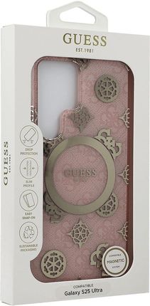 Guess Etui 4G Electroplated Peony Magsafe Do Galaxy S25 Ultra Różowe - zdjęcie 3