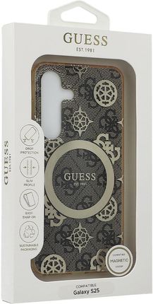 Guess Etui 4G Electroplated Peony Magsafe Do Galaxy S25 Brązowe - zdjęcie 2