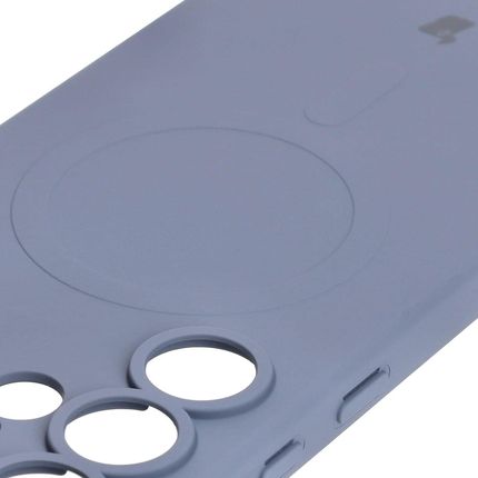 Bizon Silikonowe Etui Z Pierścieniem Magnetycznym Case Silicone Magnetic Do Galaxy S25 Ultra Szare - zdjęcie 2
