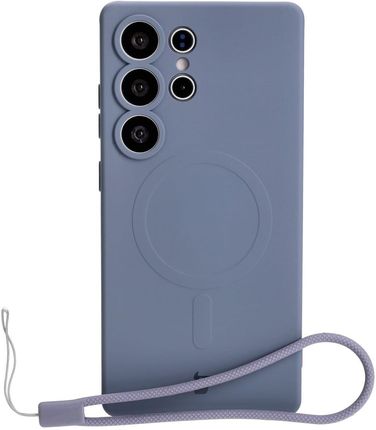 Bizon Silikonowe Etui Z Pierścieniem Magnetycznym Case Silicone Magnetic Do Galaxy S25 Ultra Szare - zdjęcie 3